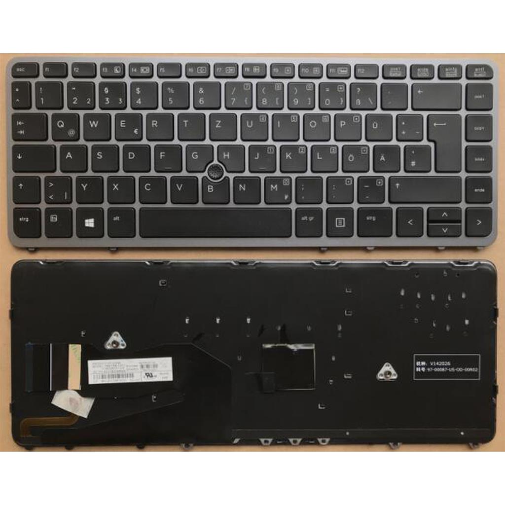 Notebook keyboard for HP EliteBook 840 G1 G2 850 G1 G2 with pointstick frame backlit German