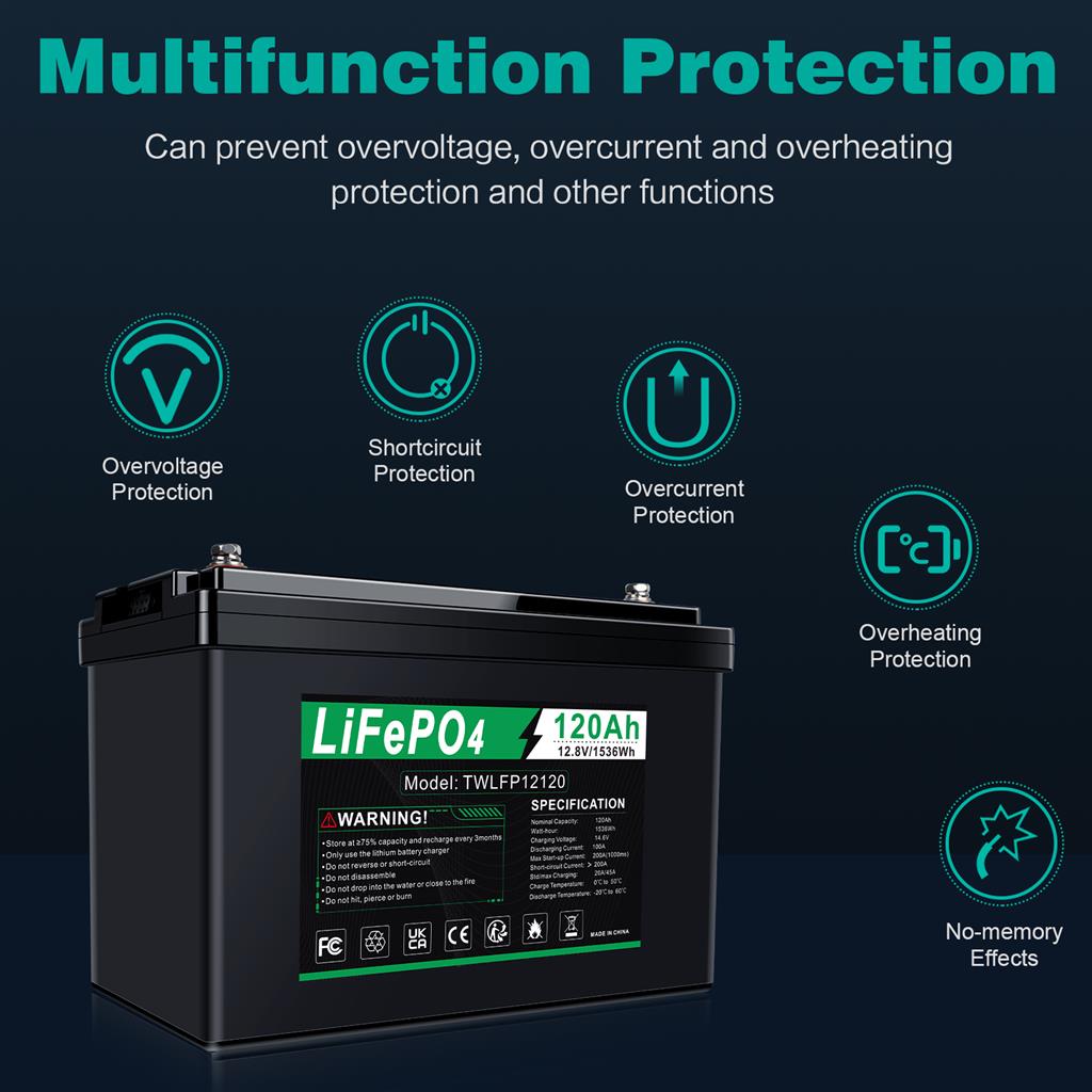 Lifepo4 battery 12.8V 120Ah accu for Camping / Solar System /Home Alarm Systems