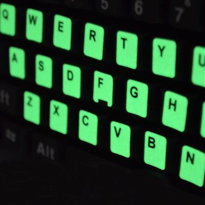Notebook Keyboard Stickers US black letters  glow in the dark