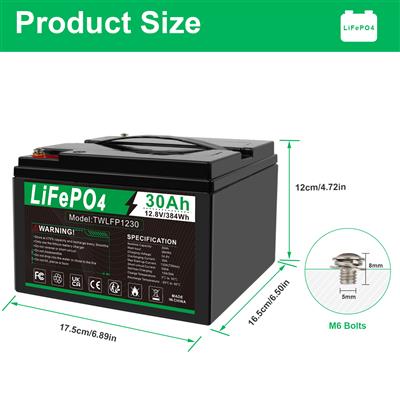 Lifepo4 battery 12.8V 30Ah accu for Camping / Solar System /Home Alarm Systems